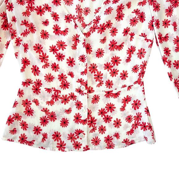 Reformation Jemma Top Daisy Days Floral Button Shirt Size 2 - Picture 6 of 6